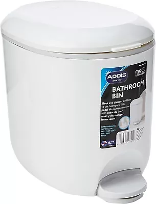 Addis 518503 Premium Deluxe Bathroom Pedal Bin With Inner White & Light Grey • £13.99