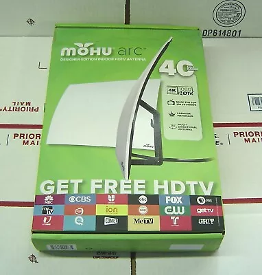 Mohu Arc Indoor Curved 4k HDTV Antenna  White & Black 40 Mile Range MH-110951 • $28.95