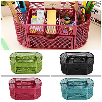 Pencil Tray Mesh Pen Holder Stationery Container Storage Desk Tidy Organiser • £9.69