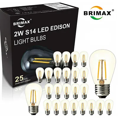 BRIMAX LED Bulbs E27 2W S14LED Outdoor Edison Bulbs For String Light Replacement • £11.99