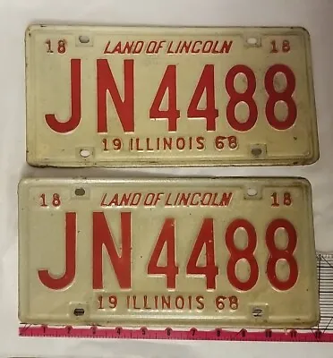 Vintage 1968 Illinois Original Metal License Plate Set.  • $18