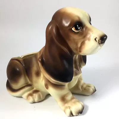 Vintage Napcoware Ceramic Plant Pot Planter Brown Dog Basset • $19