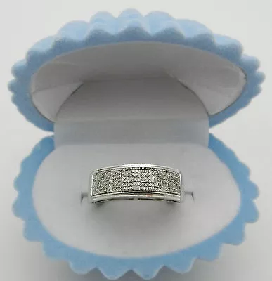 Micro Pave Diamonds 10k White Gold Anniversary Wedding Band Ring 4.0 Grams • $245