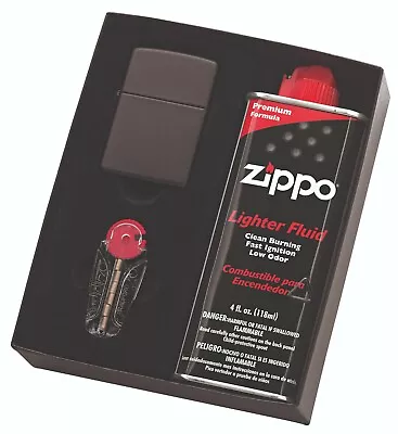 $50.99 • Buy NEW Zippo 218 Black Matte Lighter With 118ml Fluids & Flints Gift Boxed Genuine