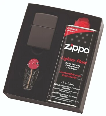 $50.99 • Buy NEW Zippo 218 Black Matte Lighter With 118ml Fluids & Flints Gift Boxed Genuine
