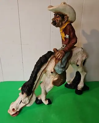 1977 Universal Statuary Chalkware Resin Cowboy On Horse Statue Western Figure • $99