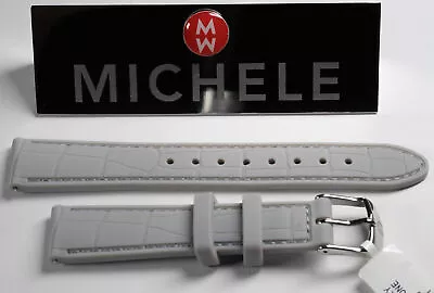 Michele 16MM Grey Croc Pattern Silicone Watch Band MS16AI710020 NWT • $45