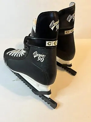 CCM Champion 90 Ice Hockey Skates Men's Size 10 Black White Vintage Late 1990s • $75