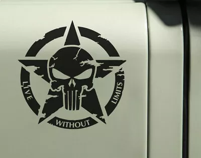 Punisher Army Star Decal Sticker 20cm Live Without Limits Jeep Door Hood Window • $9.99