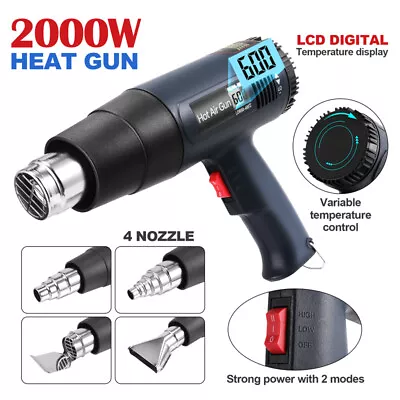 2000W Dual Temperature Heat Gun Hot Hari Accessories Shrink Wrapping +4 Nozzles • $16.71