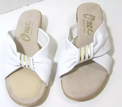 Womens ONEX White Leather Cris Cross Strap Slide Sandals 6M LKN • $21.50