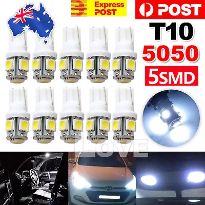 10x T10 LED W5W 194 168 5SMD Car Wedge Tail Parking Plate Light Bulb 12V - WHITE • $5.35