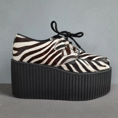 £80 • Buy UNDERGROUND  - WULFRUN  ZEBRA PONY HAIR  TRIPLE SOLE Creepers - UK4 - SHOES 