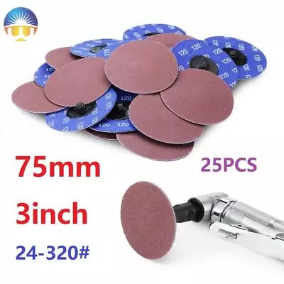 25PCS 3inch 75mm Sanding Disc Roll Lock R-Type Pad 24-320Grit For Surface Finish • $34.29