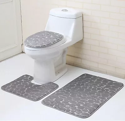 3 Piece Ultra Soft Thick Memory Foam Non-Slip Absorbent Bathroom Bath Mat Set • $24.99