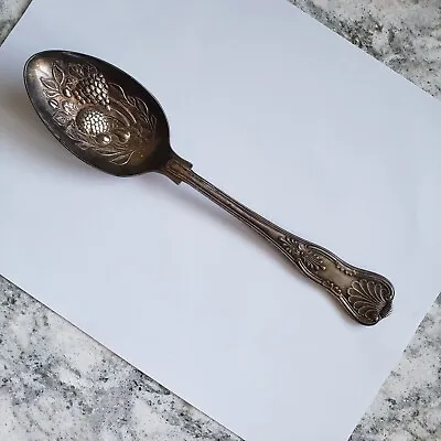 SHEFFIELD ENGLAND Serving SPOONS Fruit Pattern Vintage Silver Plate EPNS- A1 • $12.95