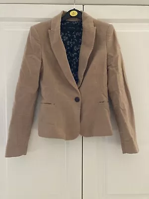 Zara Basic Blazer Tan With Blue Elbow Patches Size XS • £9.99