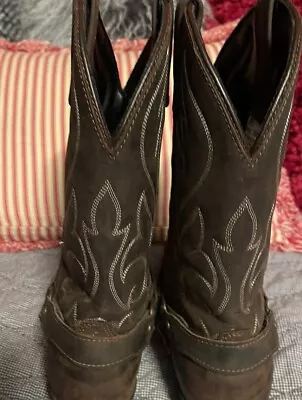  Men’s Western Cowboy Boots 7 1/2 Chain Distressed Masterson Brown Metal 7.5 D • $25