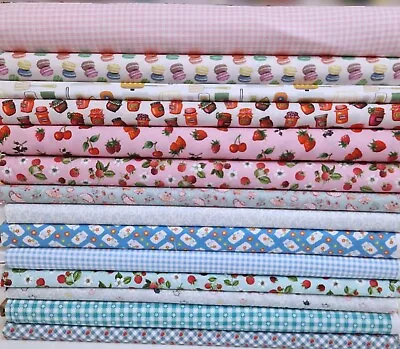 Afternoon Tea Cotton Fabric British Cake Jam Fruit Gingham Patchwork Material • £2.55