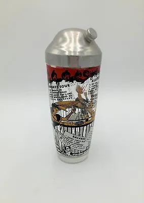 Vintage MCM Bartender Bar Cocktail Shaker With Recipes Clear Glass • $25