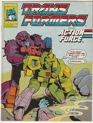 Marvel UK 1989 TRANSFORMERS #203 G1 Springer TIME WARS Part 5 Comics Very Fine- • $12
