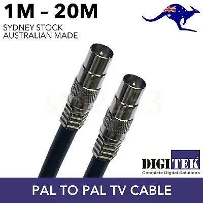 $6.95 • Buy TV Antenna Cable PAL Male To Male Aerial Flylead Coax RG6 Quad Shield Black