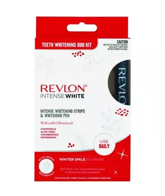 Revlon Intense White Teeth Whitening Duo Kit - Whitening Strips & Whitening Pen • $25.95