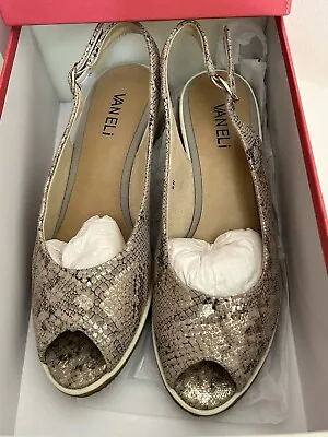 NEW Anthropologie Vaneli Slides Women's Sandal Snakeskin 8.5N Narrow Retail $165 • $37.50