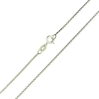 925 Sterling Silver Rhodium Diamond Cut Round Box 0.9mm Chain Necklace Italy • $11.99