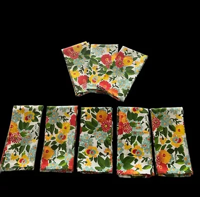 Vera Neumann ~ Set Of 8 Retro Bright Floral Cotton Blend Napkins 3 New 18 X17.5  • $38