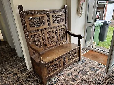 Antique/Vintage Monks Bench With Storage (Oak) • £699