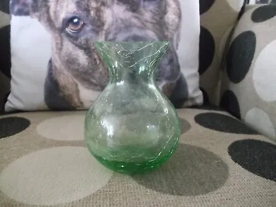 Green Glass Crackle Look Vase • £12.50