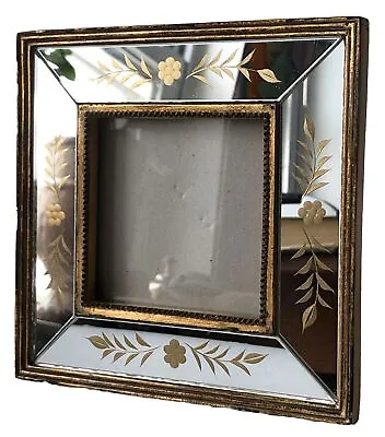 Vntg Small Painted Mirror Picture Frame 6”x 6” Free Standing • $24.99