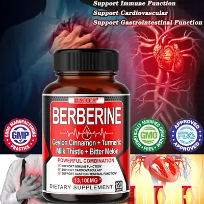 Berberine Extract 13100mg Vegan Capsules Cardiovascular Health Blood Balance • $13.77