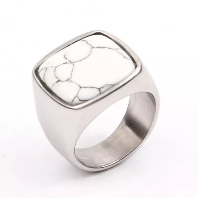 Men Titanium Steel Ring Square Crystal Stone Gemstone Punk Band Wedding Jewelry • $5.59