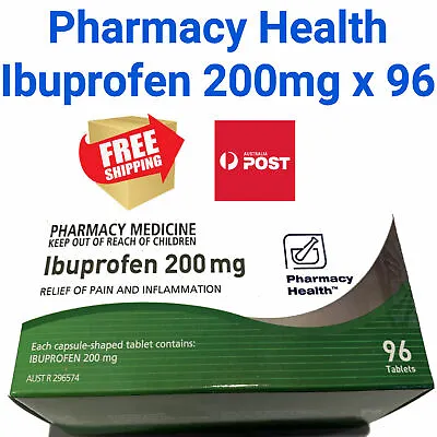 $11.29 • Buy Ibuprofen 200mg Pharmacy Health - 96 Tablets - Free Shipping, Nurofen Generic 