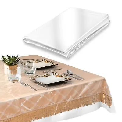 Clear Vinyl Heavy Duty Tablecloth Cover Round Waterproof Dining Table Protector • $12.99