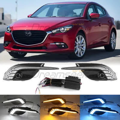 LED DRL Daytime Running Light For Mazda3 Axela 2017-2018 Fog Lamp W/ Turn Signal • $125.39