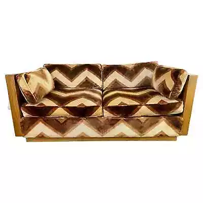 Mid-Century Modern Milo Baughman Burlwood Sofa In Lenor Larsen Style Upholstery • $3200