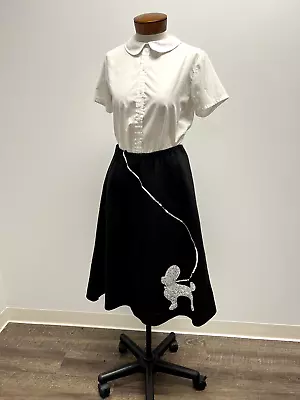 Vintage Handmade Black Felt Poodle Skirt 1950s Grease Costume Play • $45