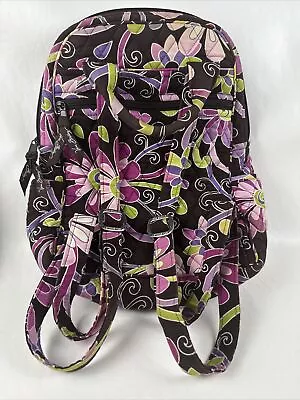 Vera Bradley Paisley Purple Floral Backpack Outter And Inner Pockets Zipper • $15.99