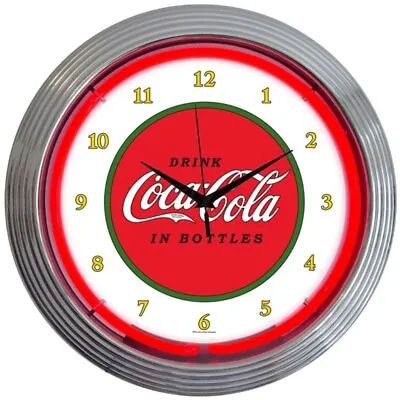 Coca Cola 1910 Vintage Retro Red Neon Light Up Garage Man Cave Wall Clock • $137.03