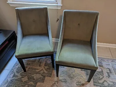Two West Elm Curved Velvet Dining Chairs • $499