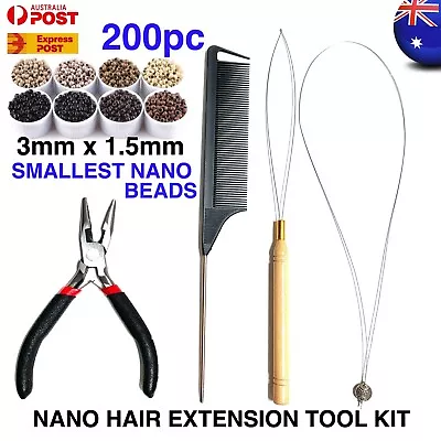 Hair Extension NANO Tool Kit Bead Ring 200pc Silicone 3mm X 1.5mm HIGH QUALITY • £28.69