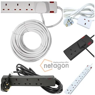 £118.99 • Buy Netagon 1 2 4 6 Gang Way 13A UK Plug Extension Lead With Neon Indicator Fitted