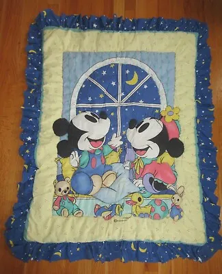 Vintage Disney Crib Bedding Quilt And Bed Skirt Baby Mickey And Minnie • $48.98