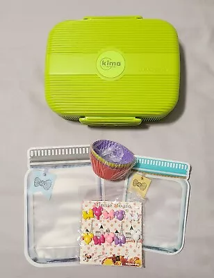 Kimo 4 Compartments Lunch Box Lime Green Bento | Cutlery Silicone Cups Food Piks • $12