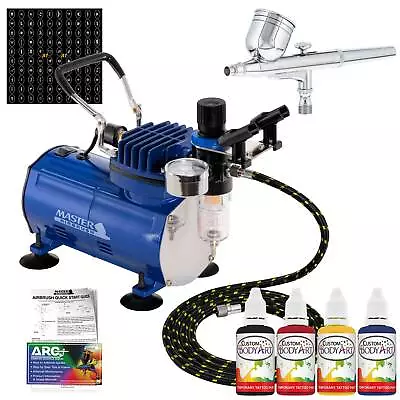 Body Art Airbrush System Compressor Temporary Tattoo Paint Kit 100 Stencil Set • $119.99