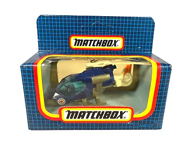 MB57 Matchbox Blue Mission Helicopter ~1987 Die Cast Blue Window Box • $14.95