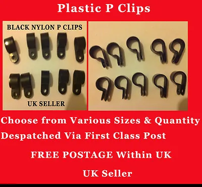 £8.99 • Buy Black Nylon Plastic P Clips Fasteners For Cable, Conduit, Tubing, Pipe Sleeving